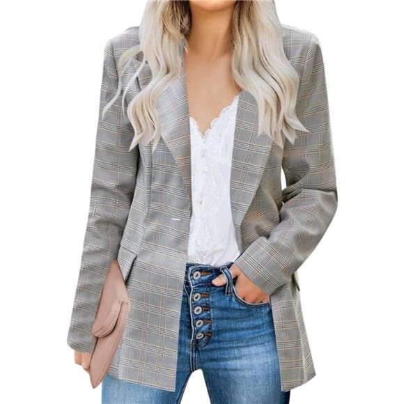 Women's Casual Long Sleeve Lapel Button Slim Work Office Blazer Jacket